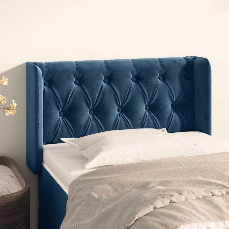 Testiera ad orecchio vidaXL in velluto blu scuro L: 83 cm, P: 16 cm, H: 78-88 cm