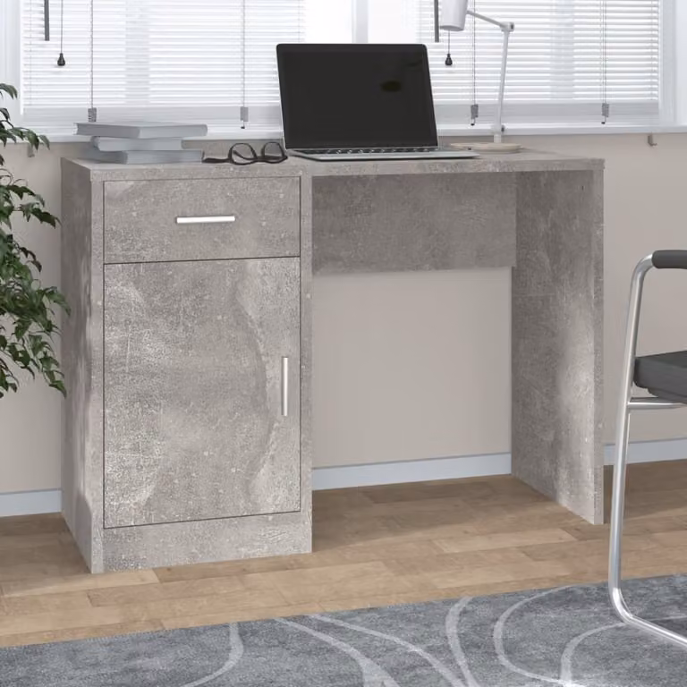 Maison Exclusive - Scrivania con spazio contenitivo, grigio cemento, 100x40x73 cm, realizzata in materiale composito di legno