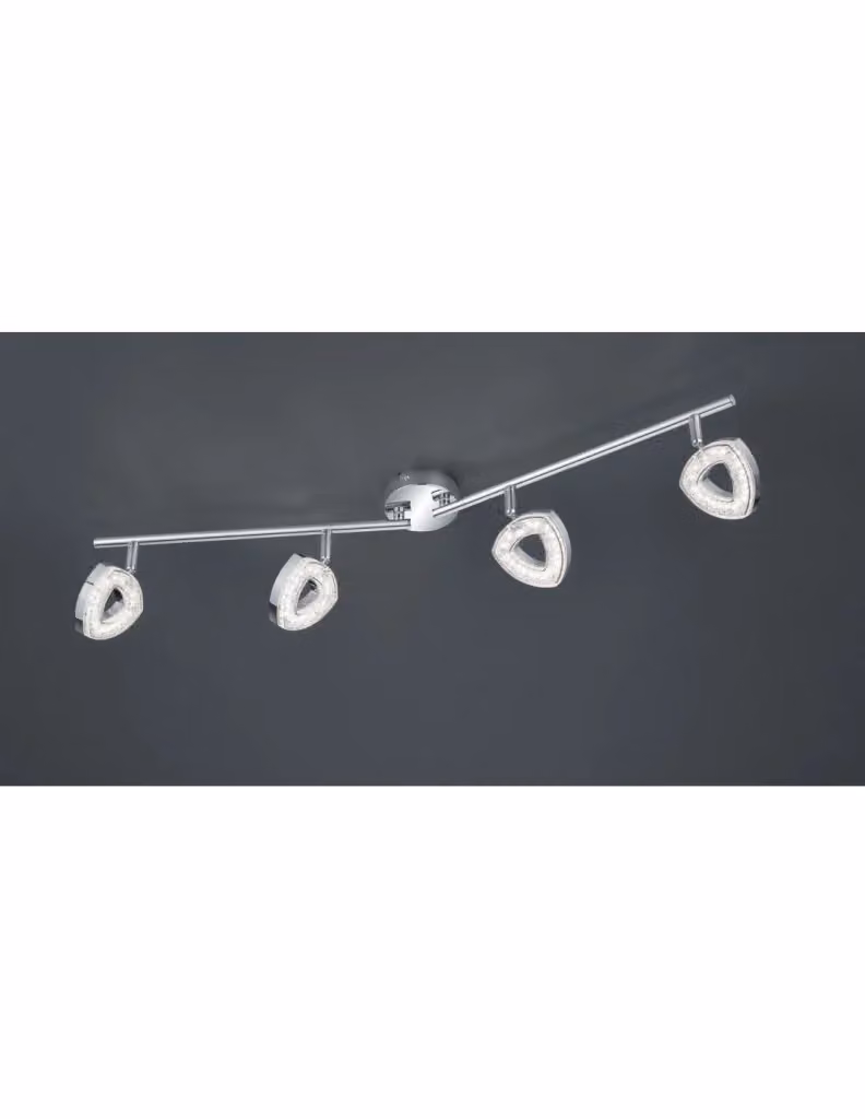 Lampada a soffitto Trio Leuchten Tours con 4 faretti LED regolabili e dimmerabili in colore cromo, L: 80 cm – 2