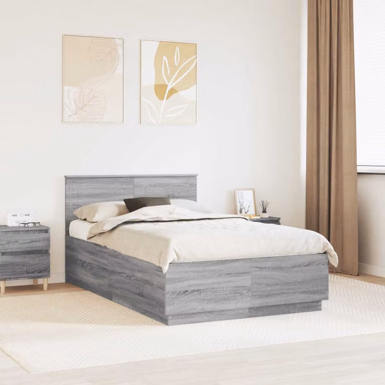 Struttura del letto con testiera vidaXL in legno ingegnerizzato Grigio Matt L: 138 cm, P: 200 cm, H: 90 cm