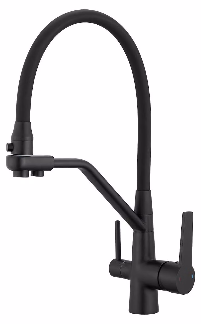 Miscelatore da cucina 3-in-1, con erogatore flessibile, colore nero, 2 tipi di getto