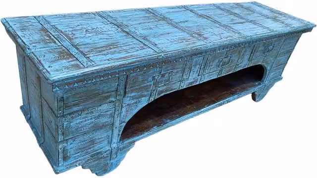 Mobile basso artigianale in legno 165-175x45x57h cm