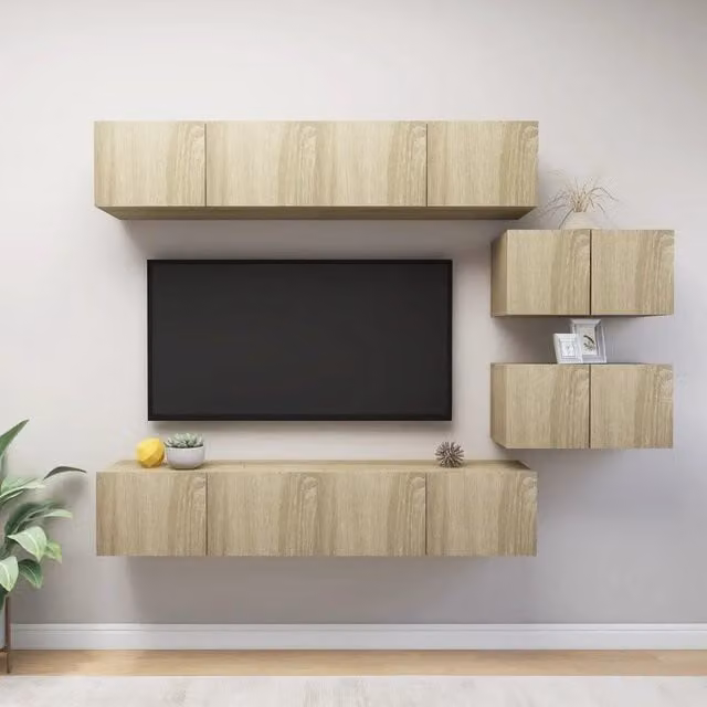 Set di Mobili Porta TV 6 pz Rovere Sonoma in Legno Multistrato 3079041