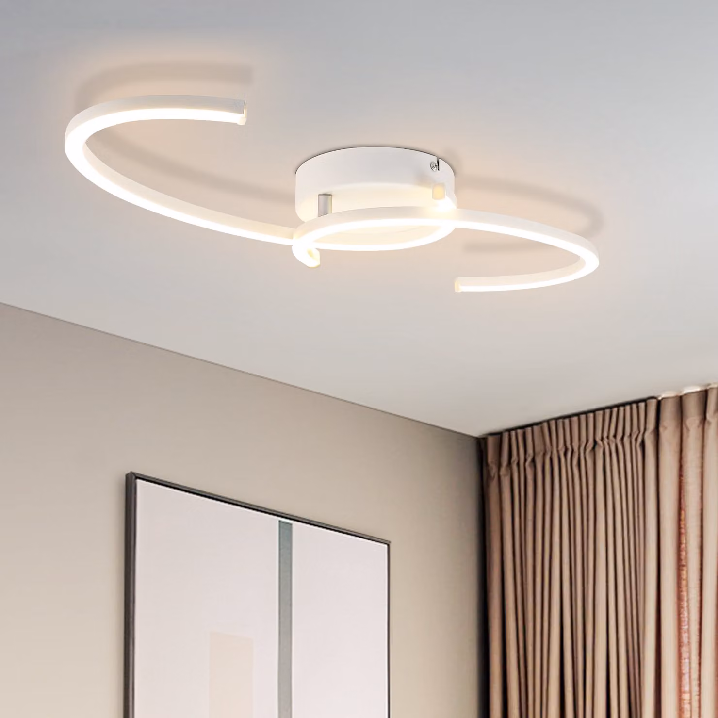 Lampada a soffitto LED, 24W, ideale per cucina, soggiorno, camera da letto. Lampada moderna, orientabile a 330°, con due anelli, colore bianco, adatta per camere da letto eda pranzo