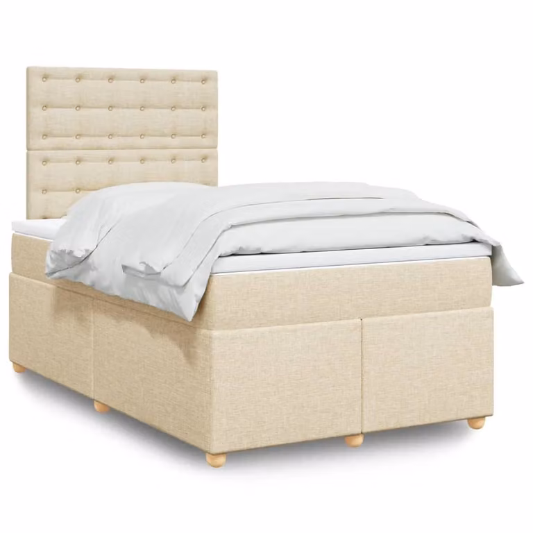 Maison Exclusive - Giroletto a Molle con Materasso Crema 120x200 cm in Tessuto