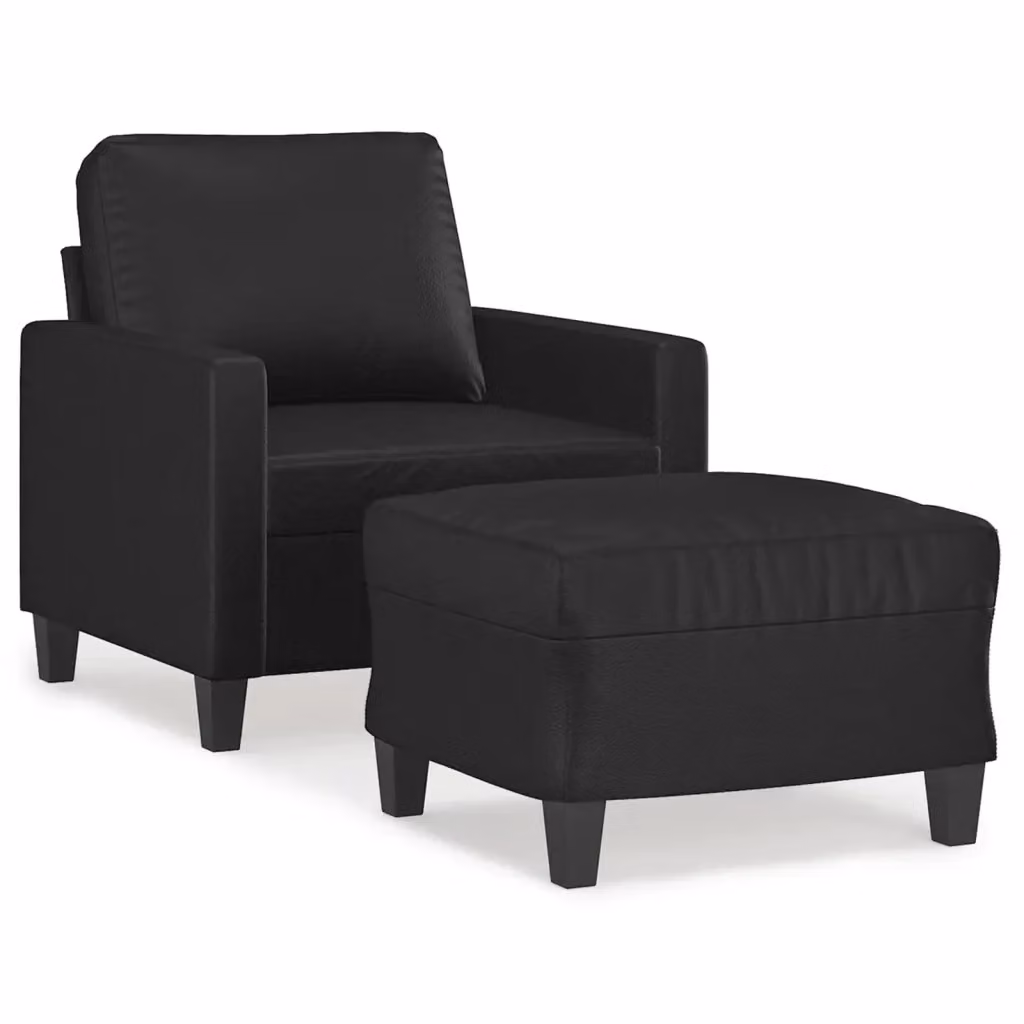Poltrona Relax con Poggiapiedi vidaXL in Similpelle Nero – 2
