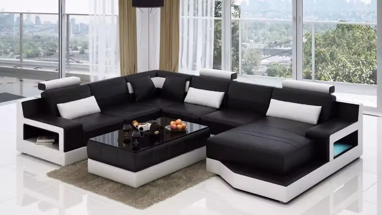 Eckcouch Eckgarnitur Ecksofa Wohnlandschaft Polster Sofa U-Form Ledersofa Couch