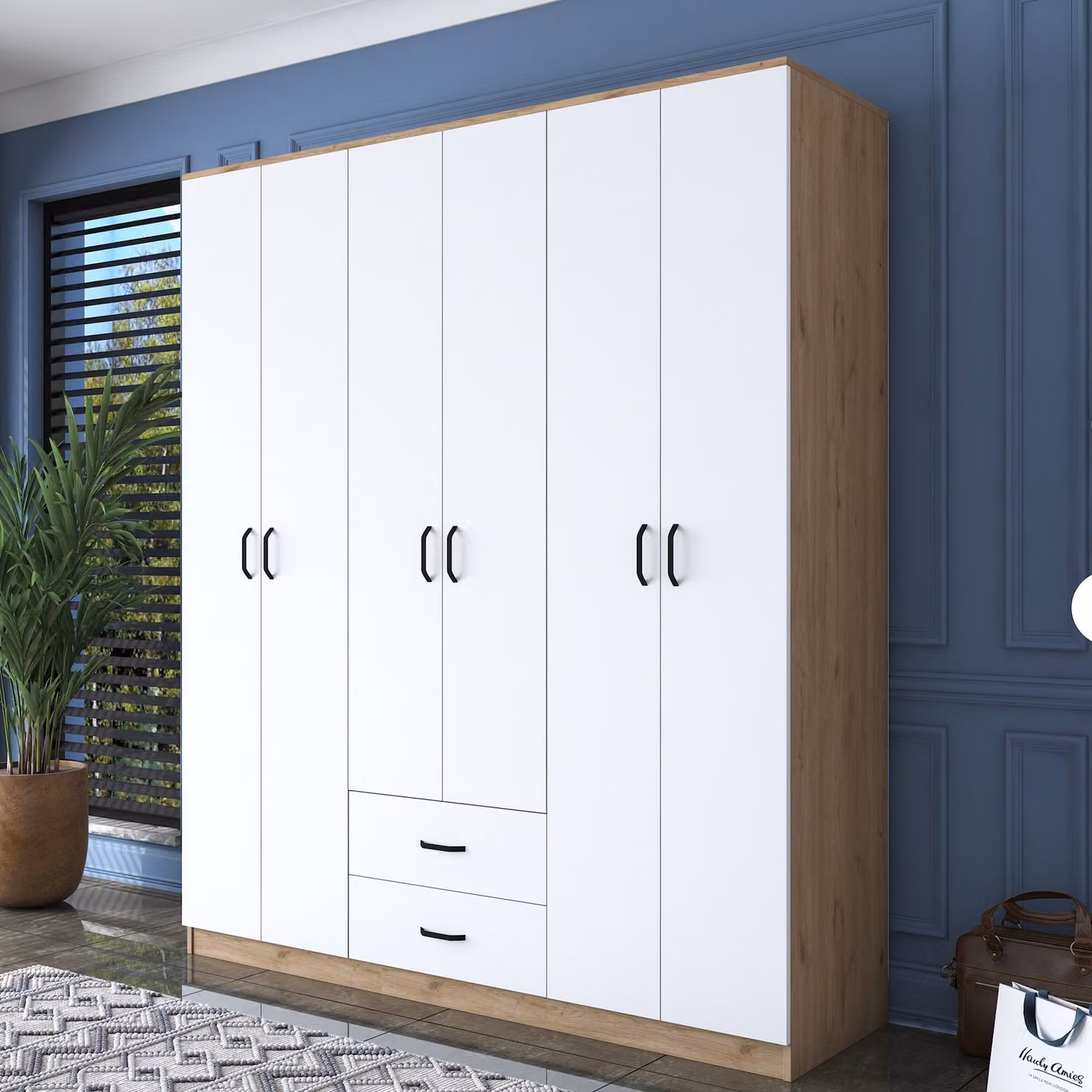 Skye Decor, BA113 - 2337, armadio, noce, 100% pannelli truciolari rivestiti in melamina, 180 x 51,5 x 210 cm