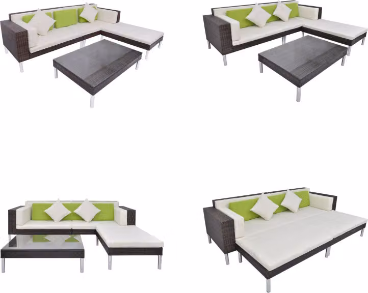 vidaXL set salotto da giardino 4 pezzi con cuscini in poly rattan marrone - Set di mobili da giardino - Set di mobili da giardino - Set di mobili da giardino - Set di mobili da giardino