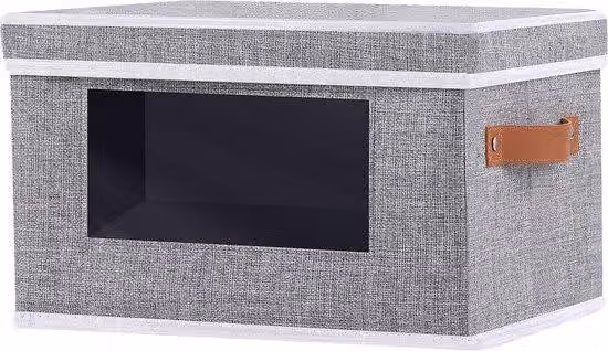 Contenitore di stoccaggio Famanu con coperchio e finestra trasparente, colore grigio, dimensioni 33 x 23 x 20 cm