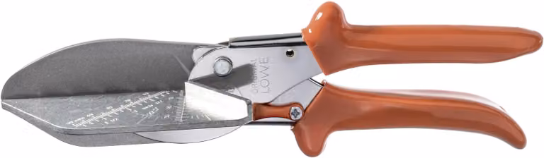 Forbice professionale a smusso da 3,304 mm con angoli di 45° per tagli precisi di pelle, plastica, legno, PVC, gomma e metallo