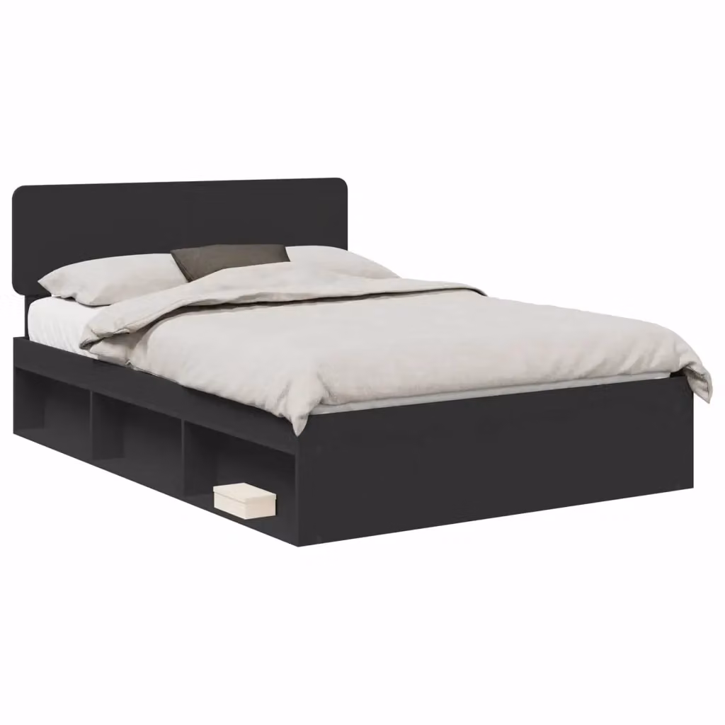 Struttura letto moderno vidaXL in pino massello con cassetti, Nero, L/P/H: 160 x 200 x 90 cm – 2