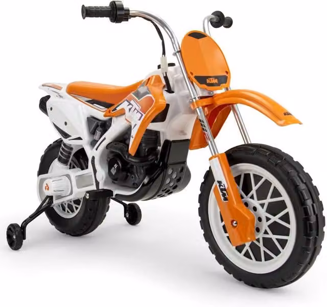 Moto Cross per Bambini con Batteria 12V, Dimensioni 116x59x80cm, Altezza Seduta 50cm, Velocita 5-6km/h, Stabilizzatori,
