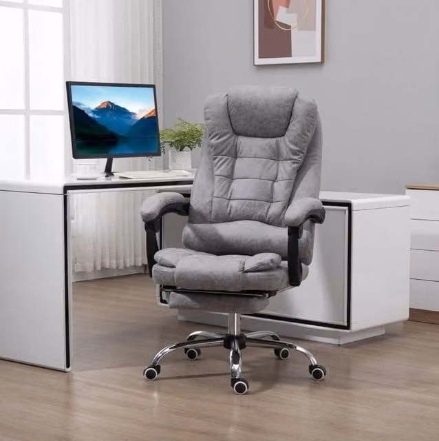 Sedia da ufficio ergonomica con funzione massaggio, riscaldamento e reclinabile a 135°, grigio
