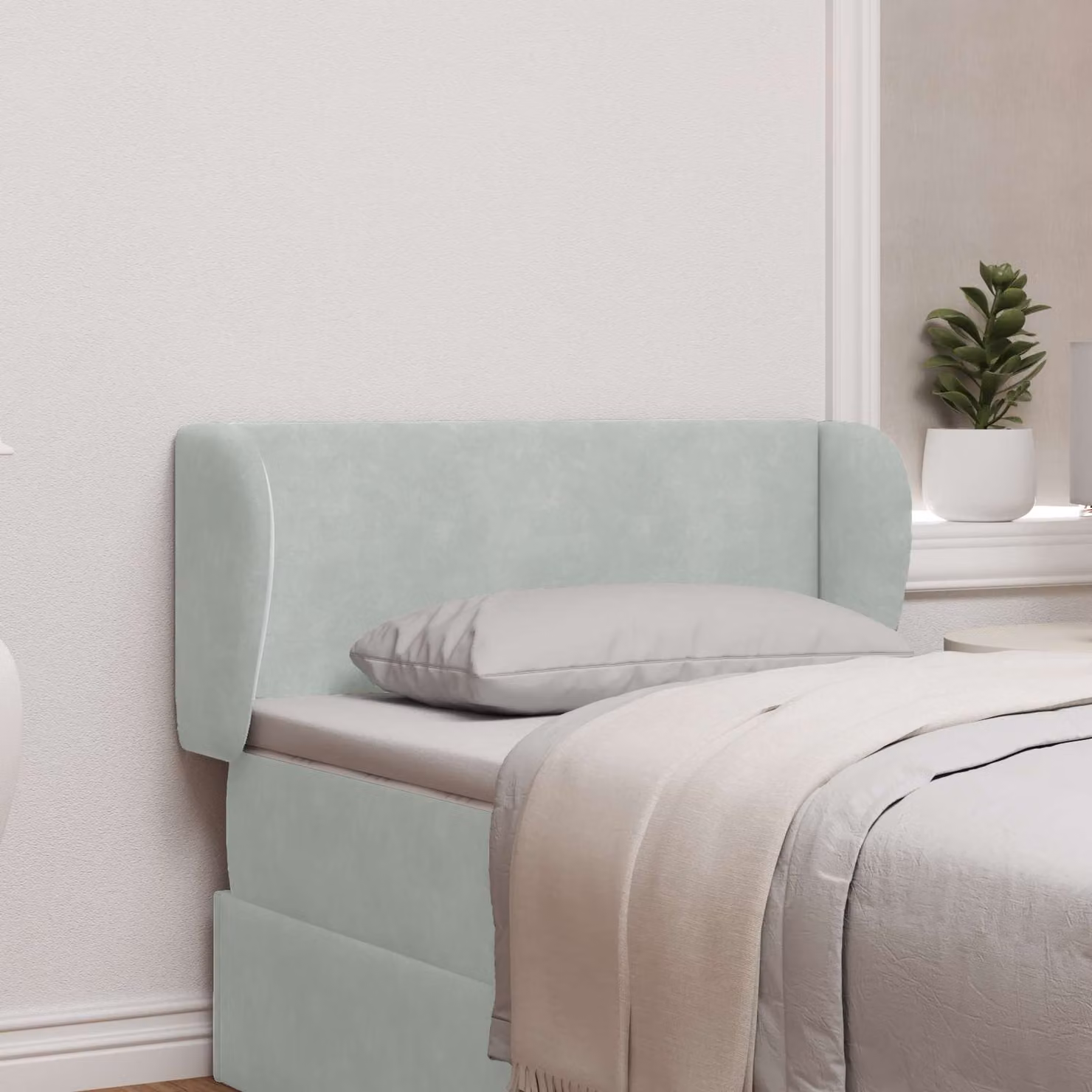Testata del letto con design moderno in velluto grigio chiaro vidaXL