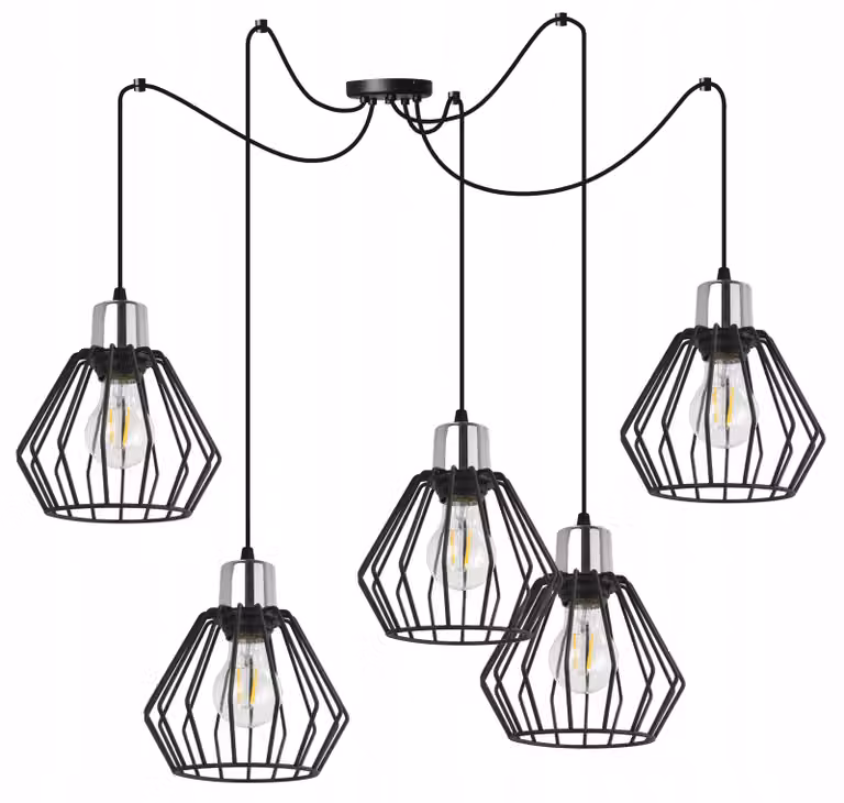 Lampada a sospensione, lampadario da soffitto, paralume in filo metallico, LED