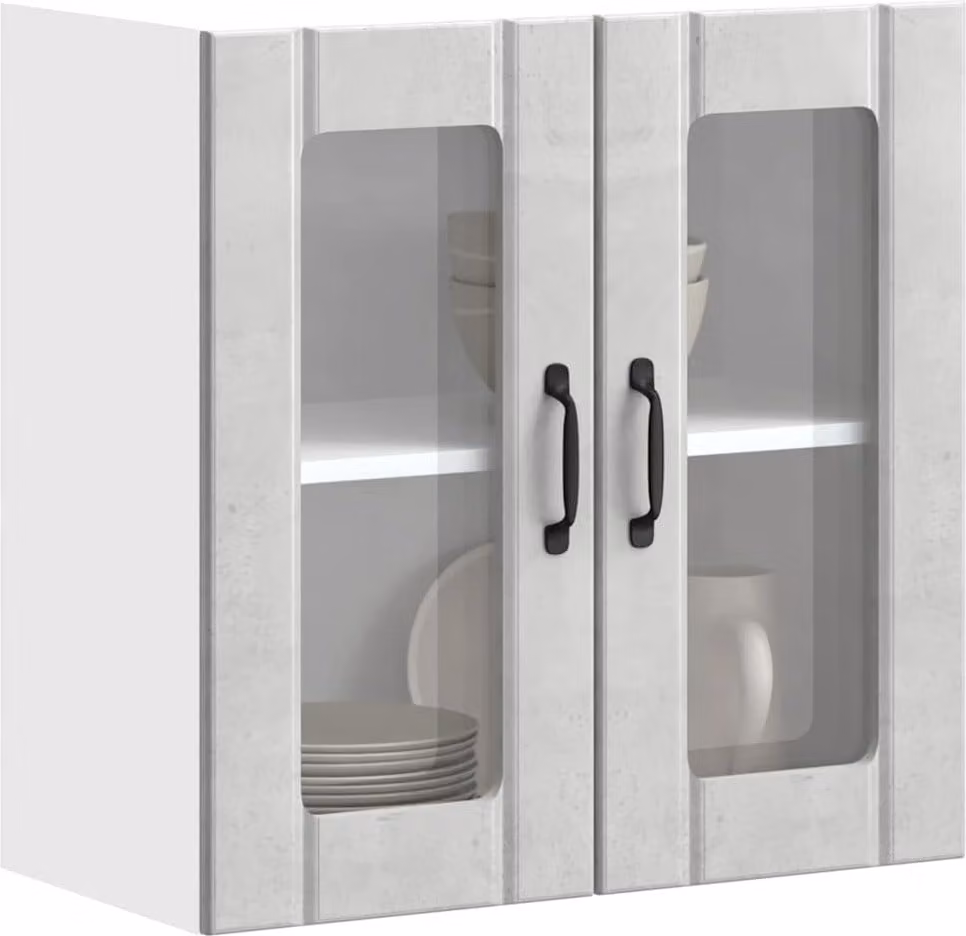 Pensile da Cucina con Porta in Vetro Lucca Grigio Cemento