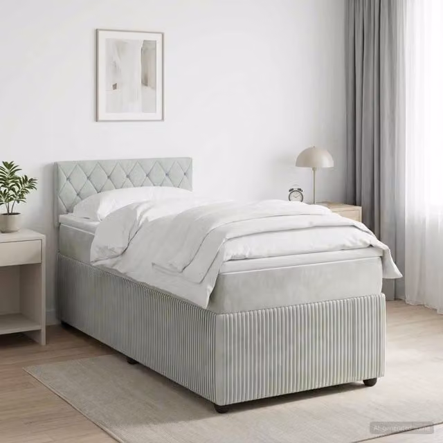 Letto box spring con materasso vidaXL in tessuto grigio con molle a sacco L: 80 cm, P: 200 cm – 1