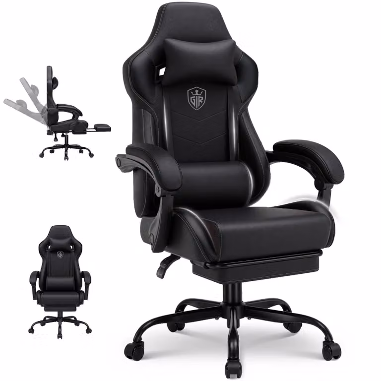 Sedia da gaming GTPLAYER, sedia da ufficio, poltrona da gaming con poggiapiedi, sedia da gaming ergonomica con braccioli regolabili, sedia da scrivania regolabile in altezza