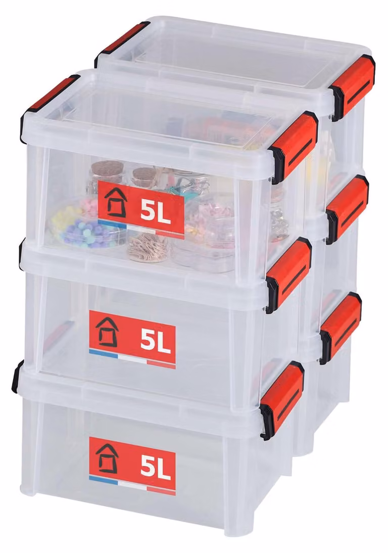 SUNDIS Clip'N Store set di 6 vasi da 5 l con coperchio