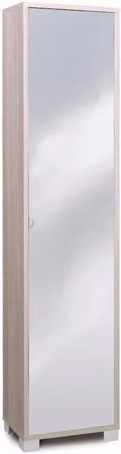 Mobile colonna portaoggetti SARMOG con anta specchiata e ripiani interni, colore Olmo chiaro, L/P/H: 43 x 29 x 190 cm