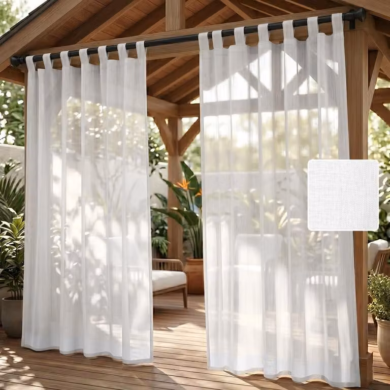 Tende da esterno, 2 pezzi, colore bianco, dimensioni 243x132 cm, in poliestere, impermeabili, adatte per pergole