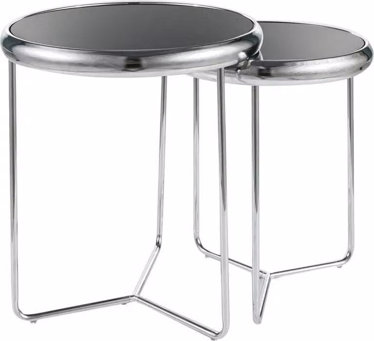Set di tavolini per riporre oggetti TAKIS - nero / cromo