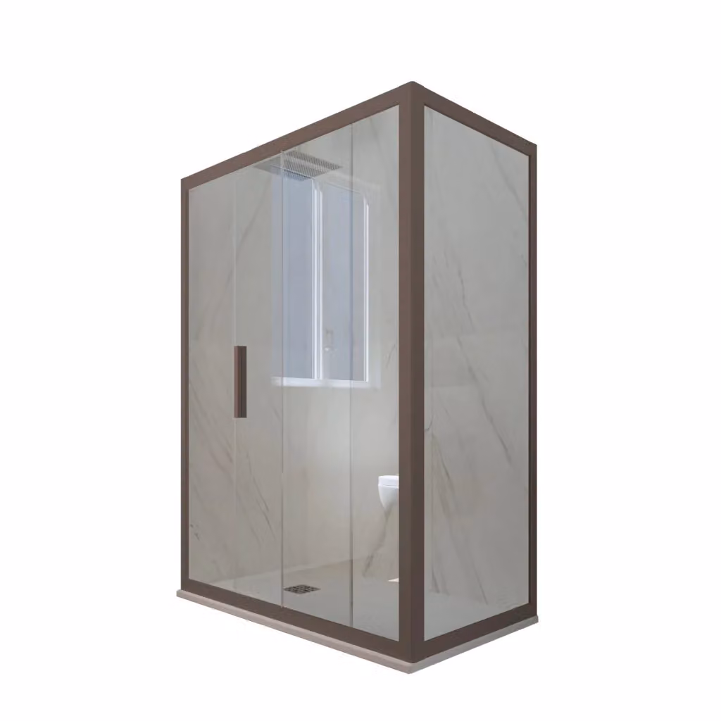 Box doccia scorrevole rettangolare FORTE mod. Deco Duo con vetro trasparente e profilo color chocolate, L: 120 cm, P: 75 cm, H: 200 cm – 2