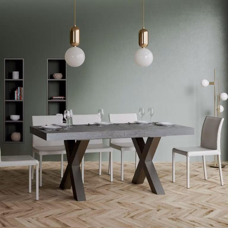 ITAMOBY - Tavolo allungabile 180/440x90 cm Traffic cemento gambe antracite