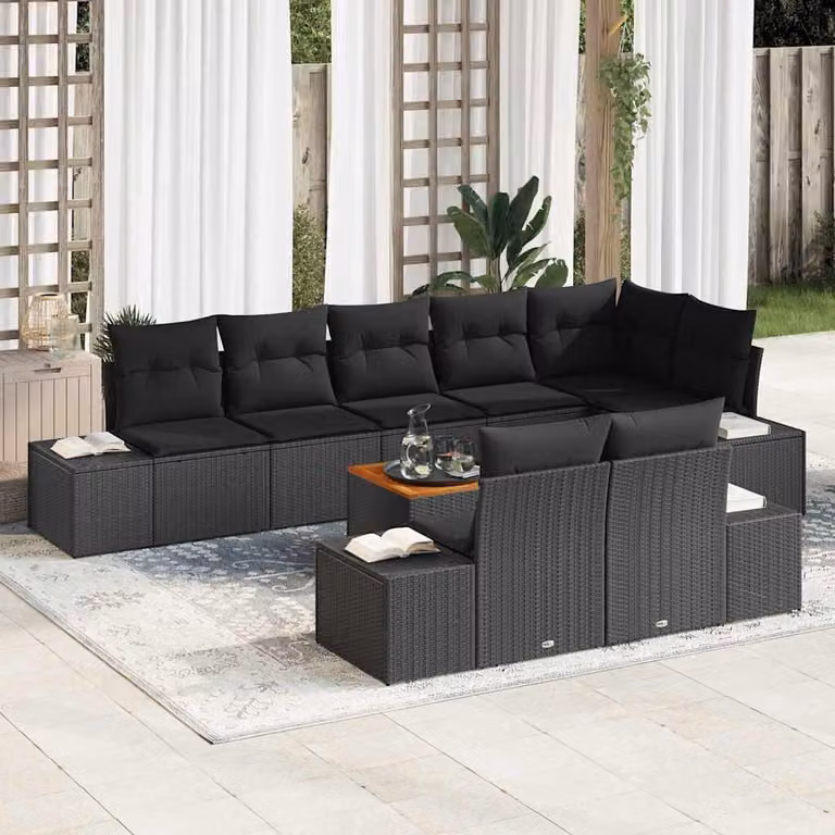 Maison Exclusive - Set da giardino con divano, 9 pezzi, colore nero