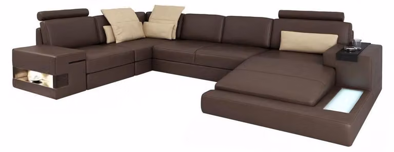 Design Ecksofa U-Form Bettfunktion Couch Textilleder Sofas Schlafsofa Stoff