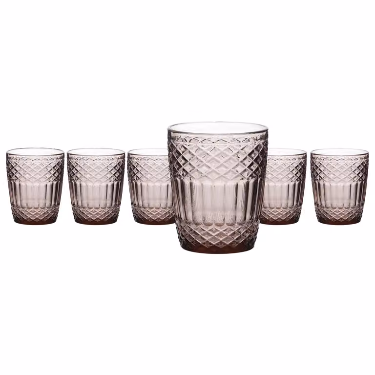 Set di 6 bicchieri da acqua in vetro Imperial Pink di Gusto Casa, capacità 300 ml