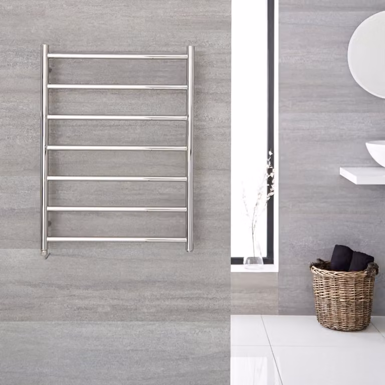 Scaldasalviette Elettrico a Scaletta - Termoarredo Bagno Acciaio Inossidabile - 200W - 800 x 600mm - Quo