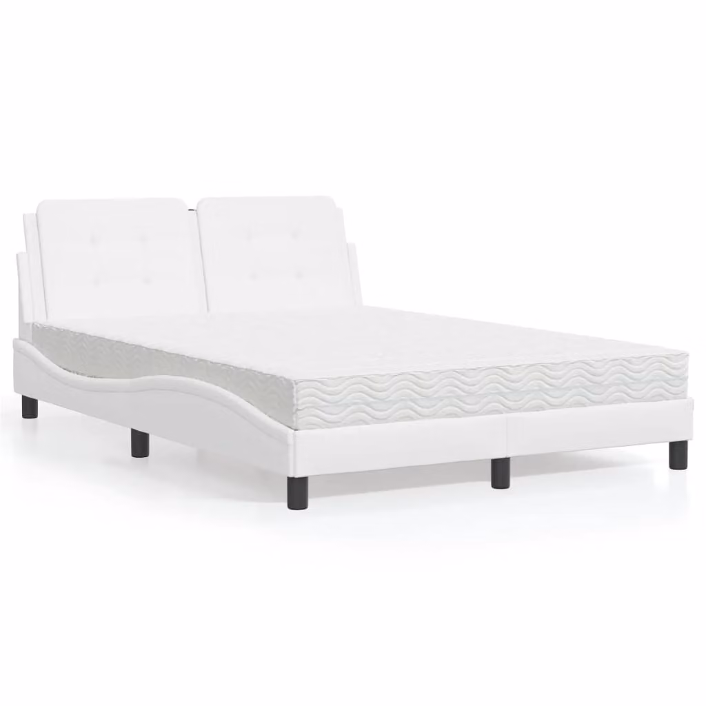 Letto con materasso vidaXL Zadar Bianco in similpelle L/P: 120 x 200 cm