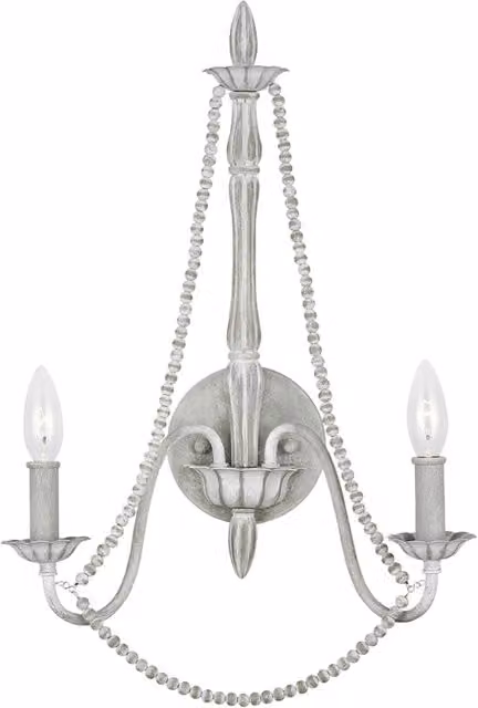 Applique Classica Maryville FEISS in Acciaio Grigio e Legno con 2 Luci E14