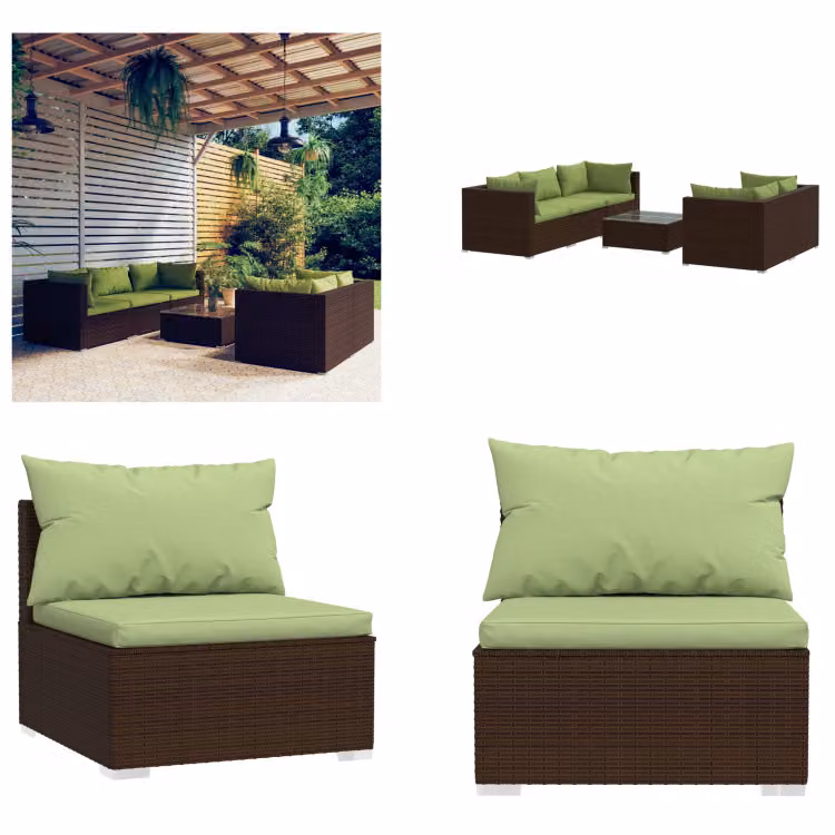 vidaXL set salotto da giardino 6 pezzi con cuscini in rattan marrone - set salotto da giardino - set salotto da giardino - set salotto da patio - set divano da patio