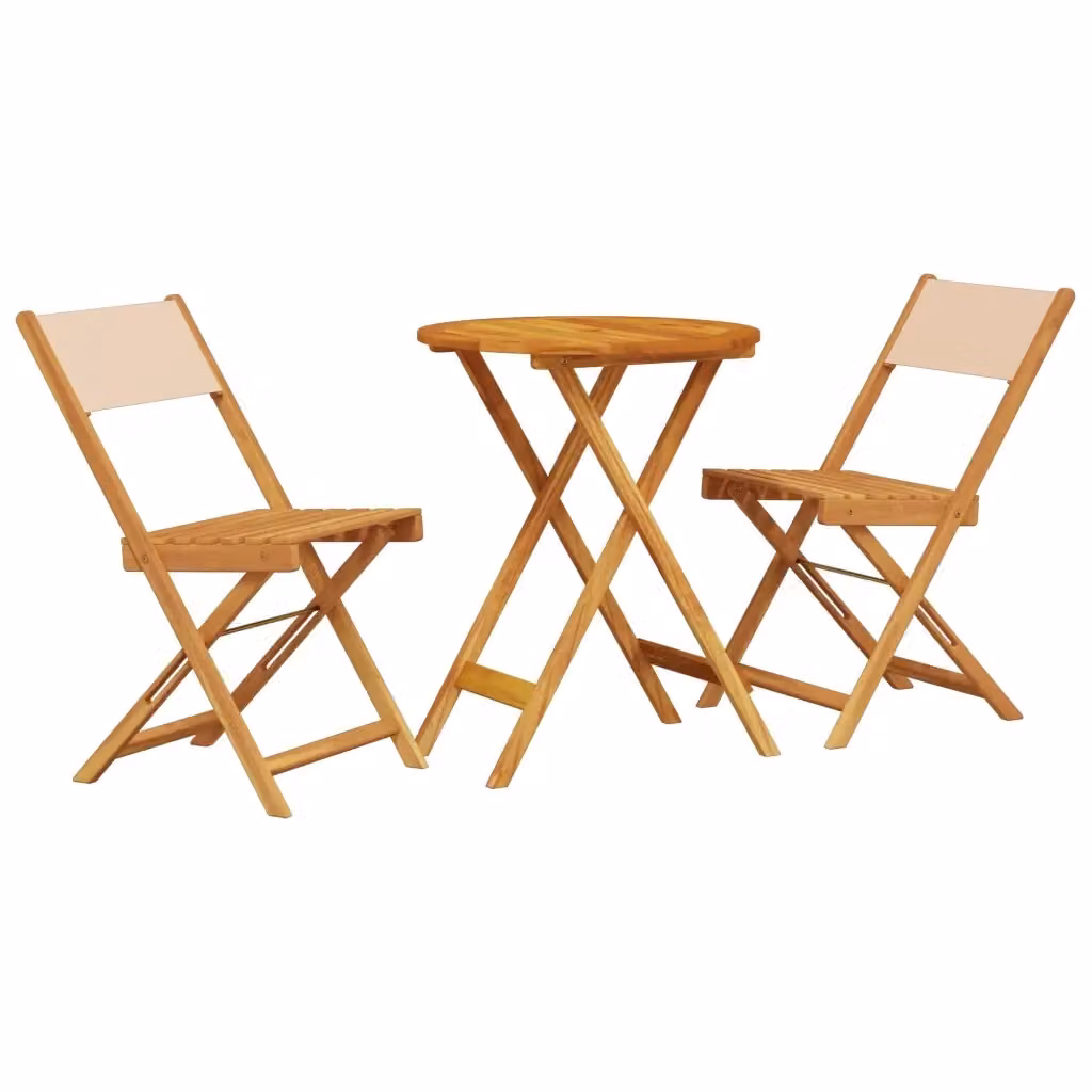 Set da Bistrot 3pz vidaXL in Legno di Acacia Olio Beige per Giardino e Balcone – 2