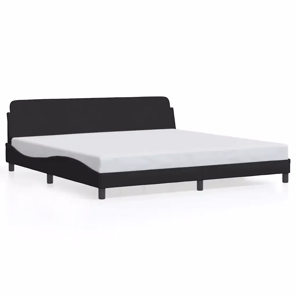 Letto matrimoniale moderno vidaXL in tessuto nero con struttura in legno e metallo L/P/H: 200 x 200 x 40 cm – 2