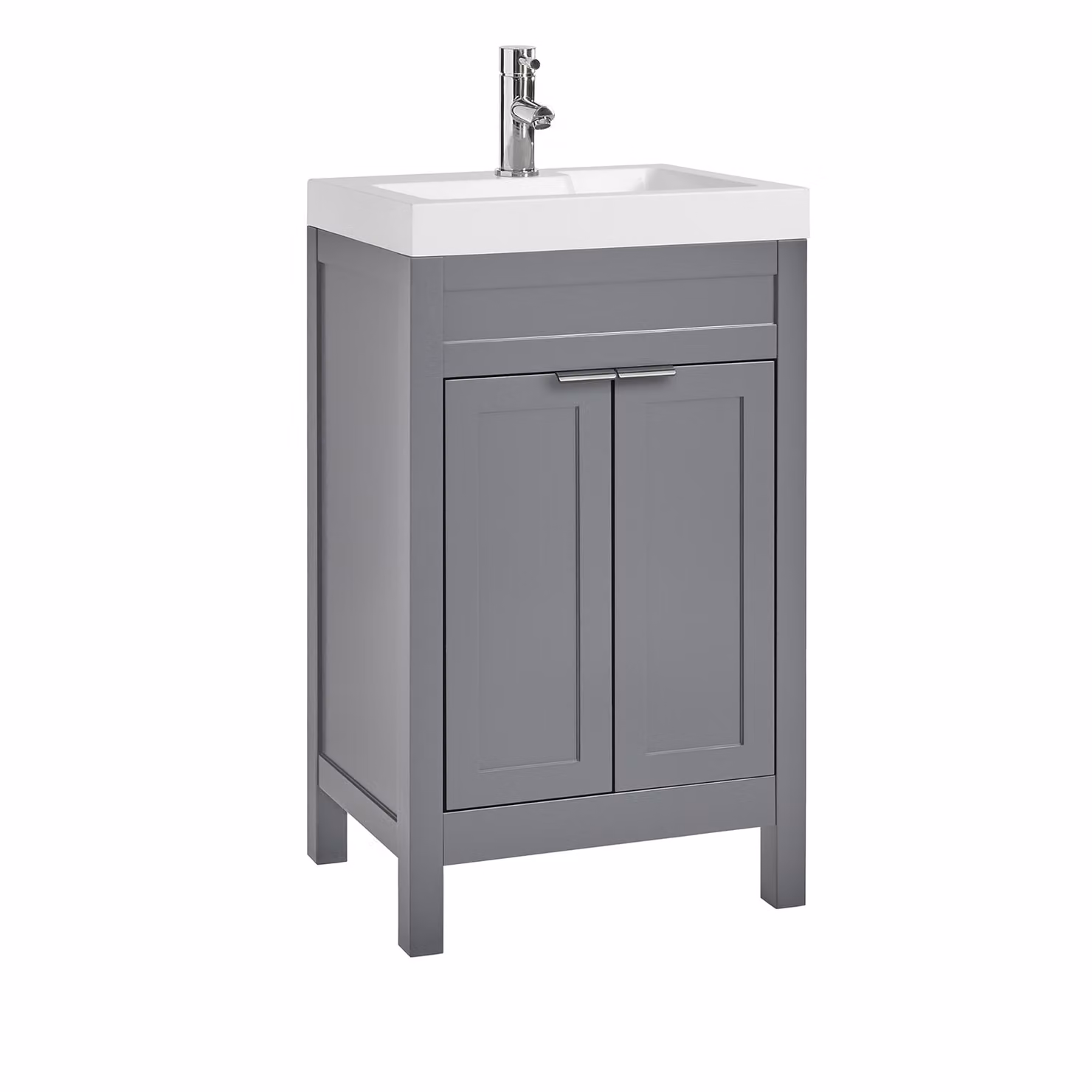 Mobile Bagno Grigio Chiaro da 500mm con Lavabo e Maniglie Moderne con Impugnatura a Dito Cromate - Warwick