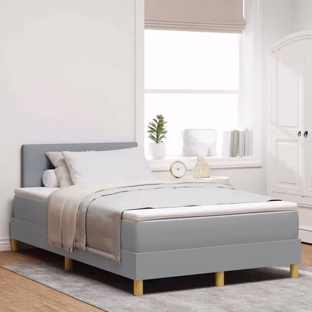 Letto a molle con testiera vidaXL in tessuto grigio L: 120 cm, P: 200 cm, H: 123 cm