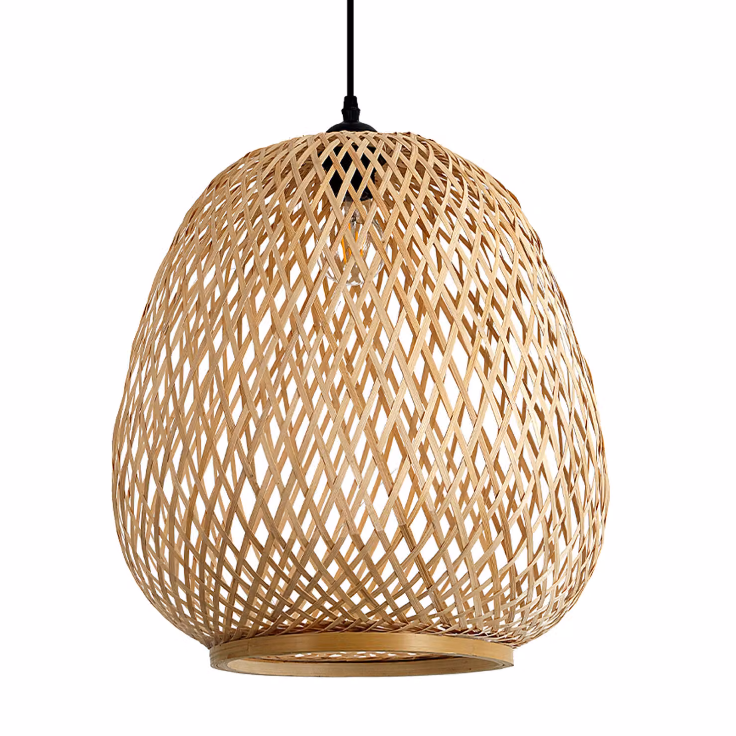 BOHO BARSO lampada a sospensione in bambù NATURAL design decorativa elegante 1xE27 lampada da tavolo in rattan per sala da pranzo lampada a sospensione colore: naturale (Ø40cm)