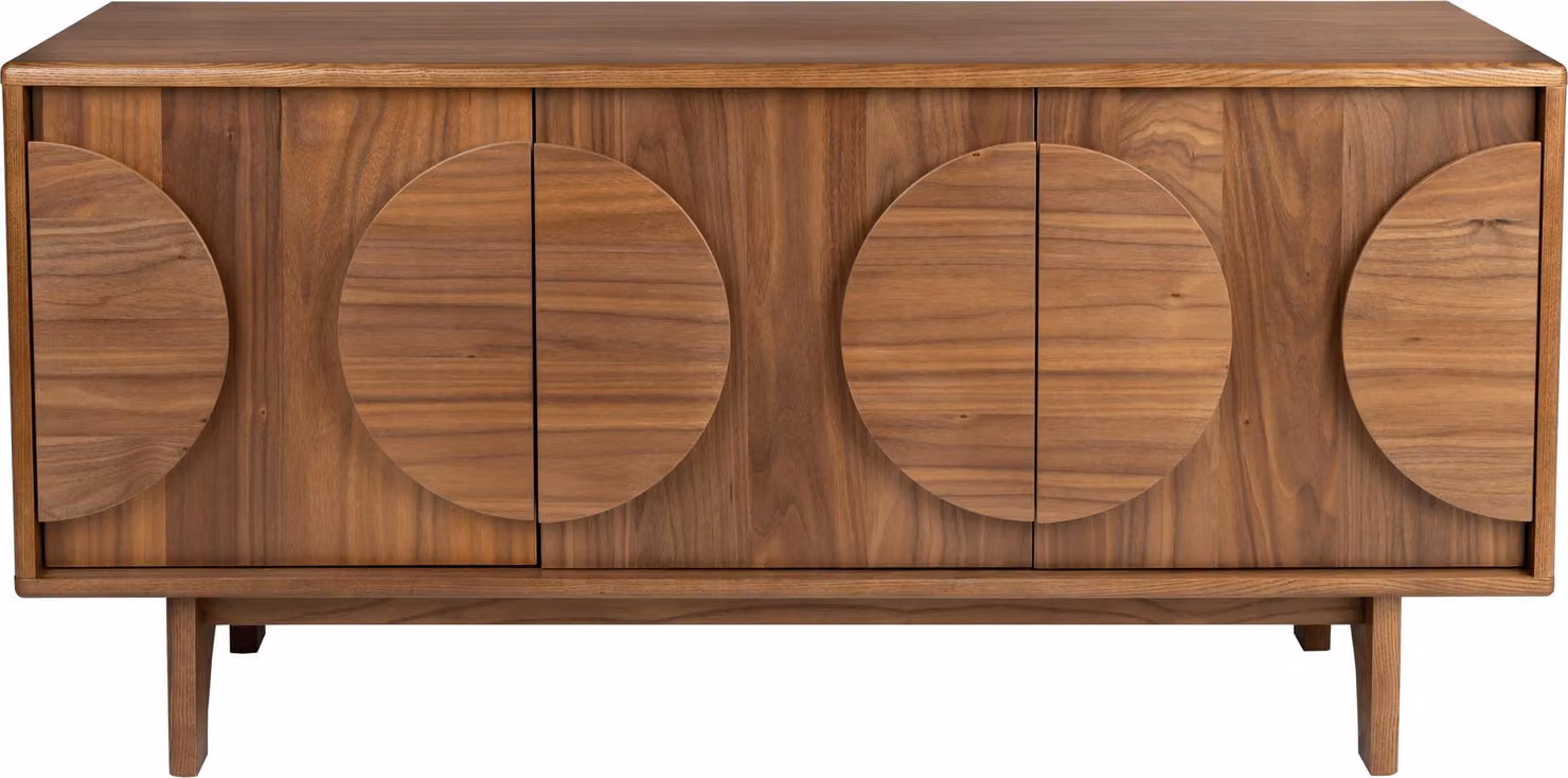 Zuiver Groove Credenza con 3 ante in legno di noce marrone scuro