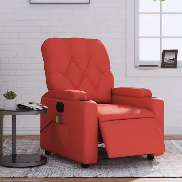 Poltrona relax reclinabile elettrica vidaXL in similpelle rossa con braccioli