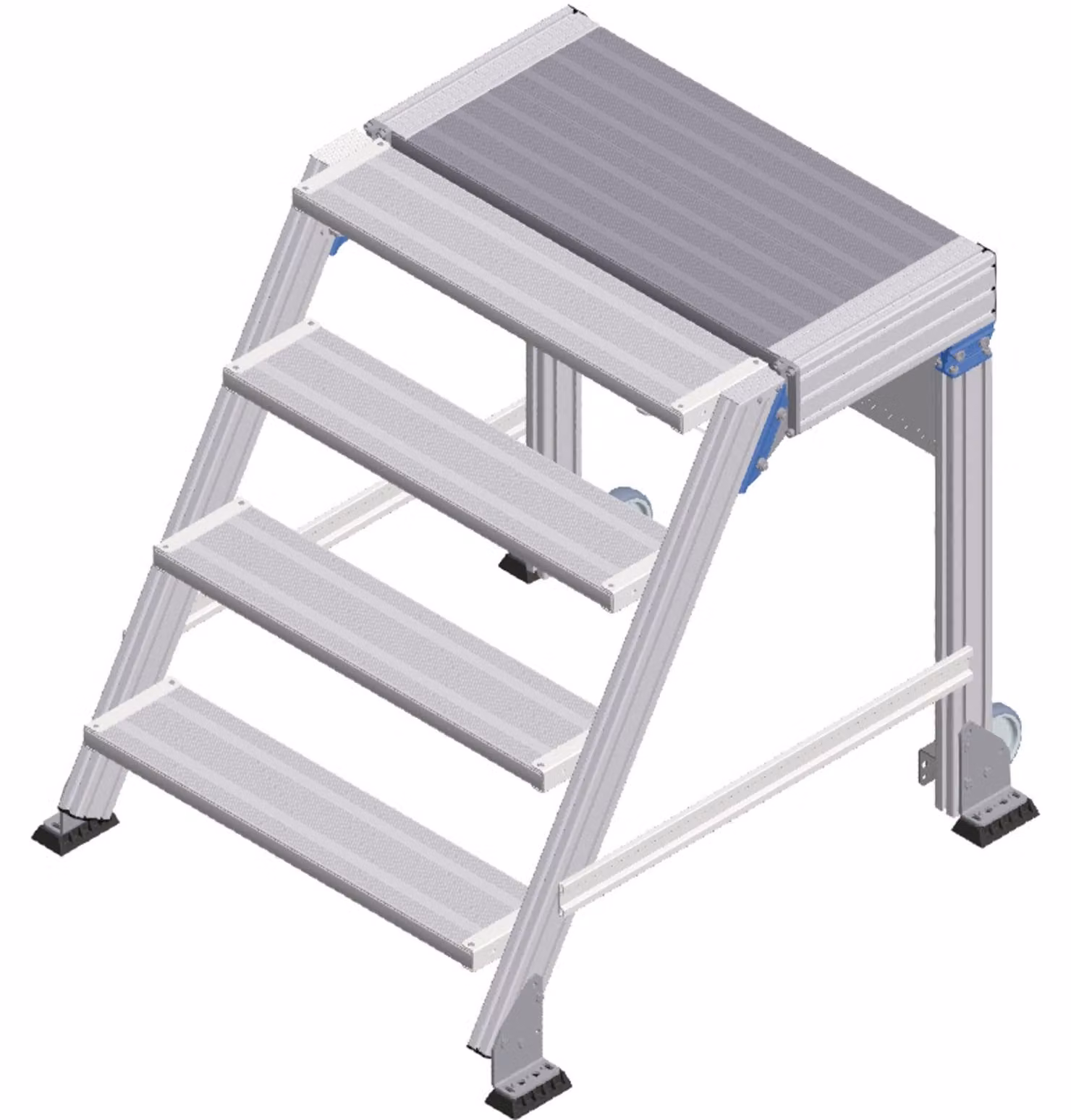 Piattaforma per scale Zarges a 60°, larghezza gradino 800 mm, 4 gradini