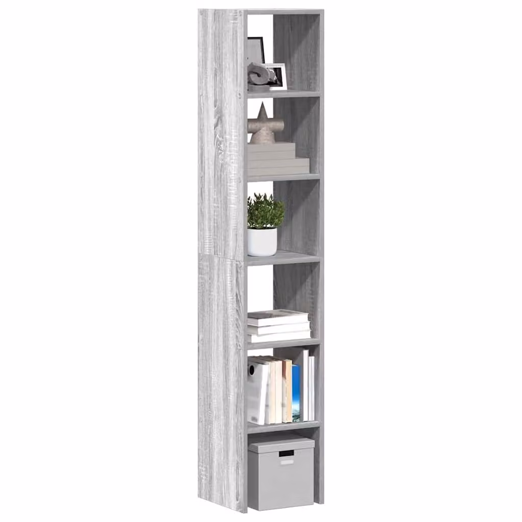 Set di 2 librerie impilabili vidaXL in truciolato e MDF, colore grigio Sonoma, L/P/H: 30 x 30 x 80 cm