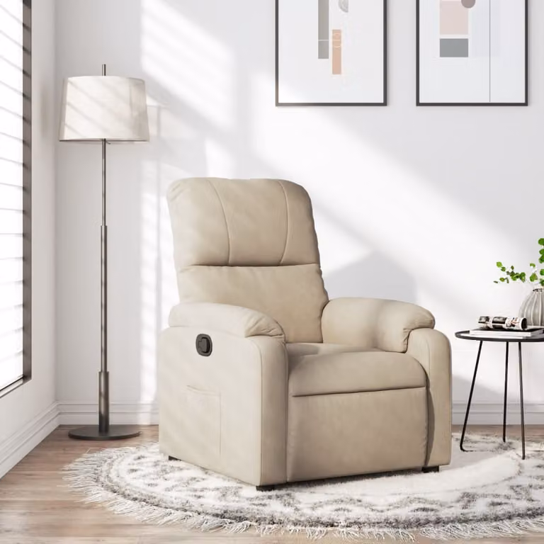 Poltrona Reclinabile Relax vidaXL in Microfibra Beige con Braccioli e Reclinazione Manuale