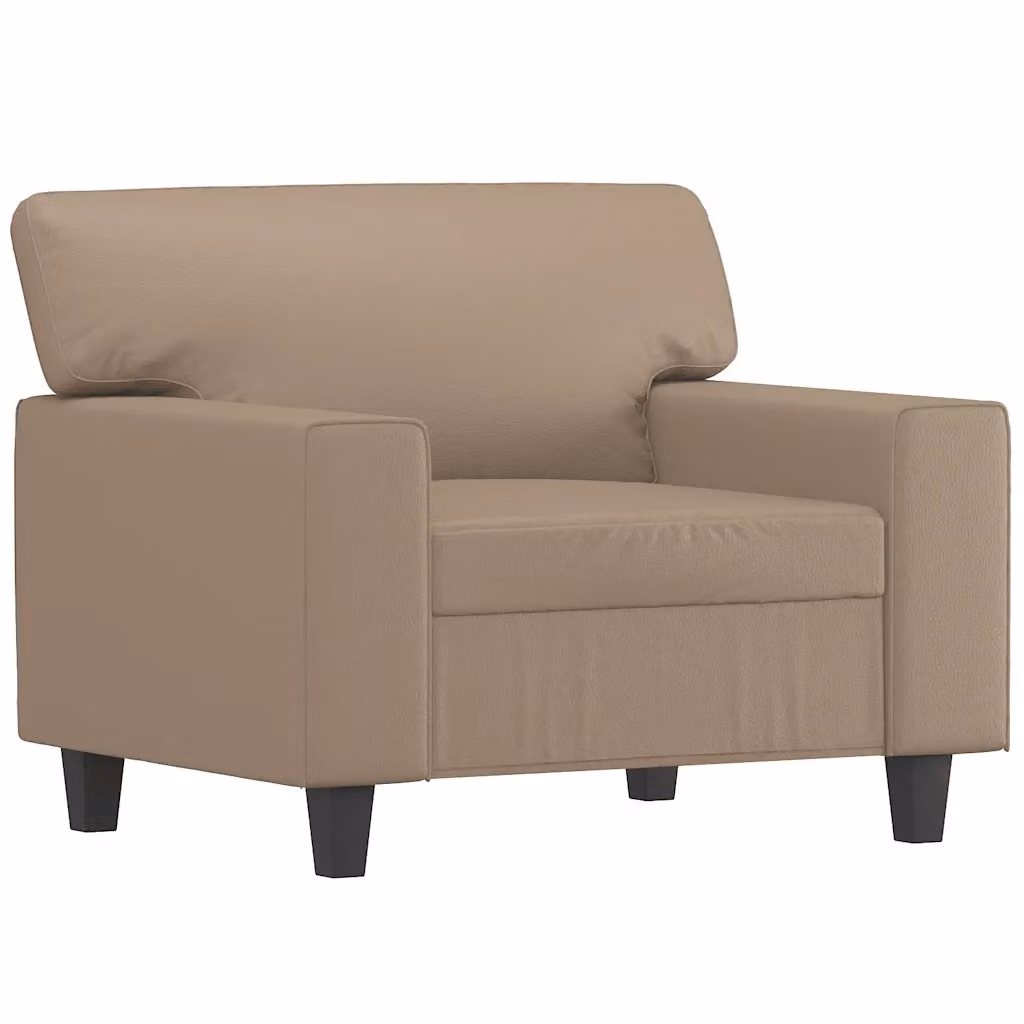 Poltrona a Sedia Moderna in Similpelle Beige con Braccioli e Struttura in Metallo per Soggiorno – 2