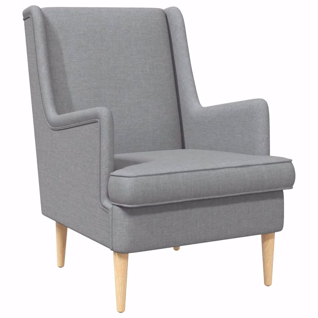 Poltrona Lounge Moderna in Tessuto Grigio con Braccioli e Struttura in Legno e Metallo – 2