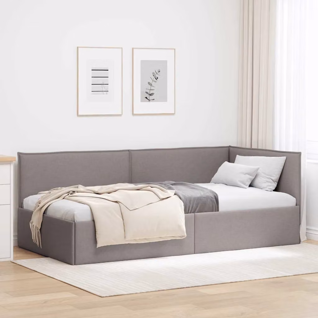 Letto ad angolo con chaise longue asimmetrica vidaXL in tessuto beige o grigio, L/P/H: 234 x 140 x 94 cm