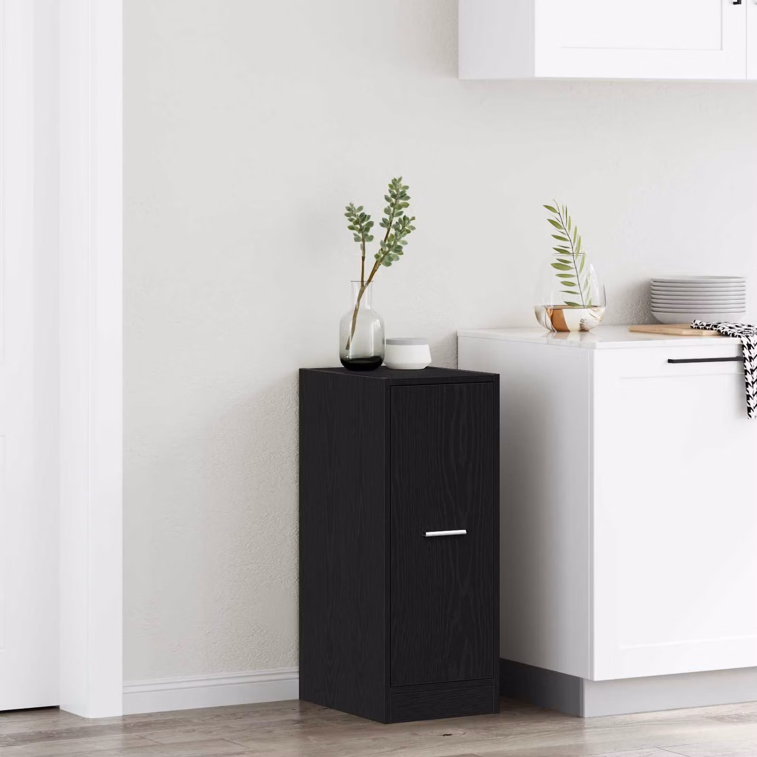 Armadio da dispensa moderno vidaXL in legno nero L/P/H: 30 x 41 x 77.5 cm